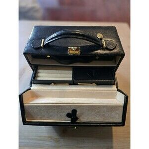 Wolf Black Jewelry Train Pebbled Case Travel Luggage Organizer